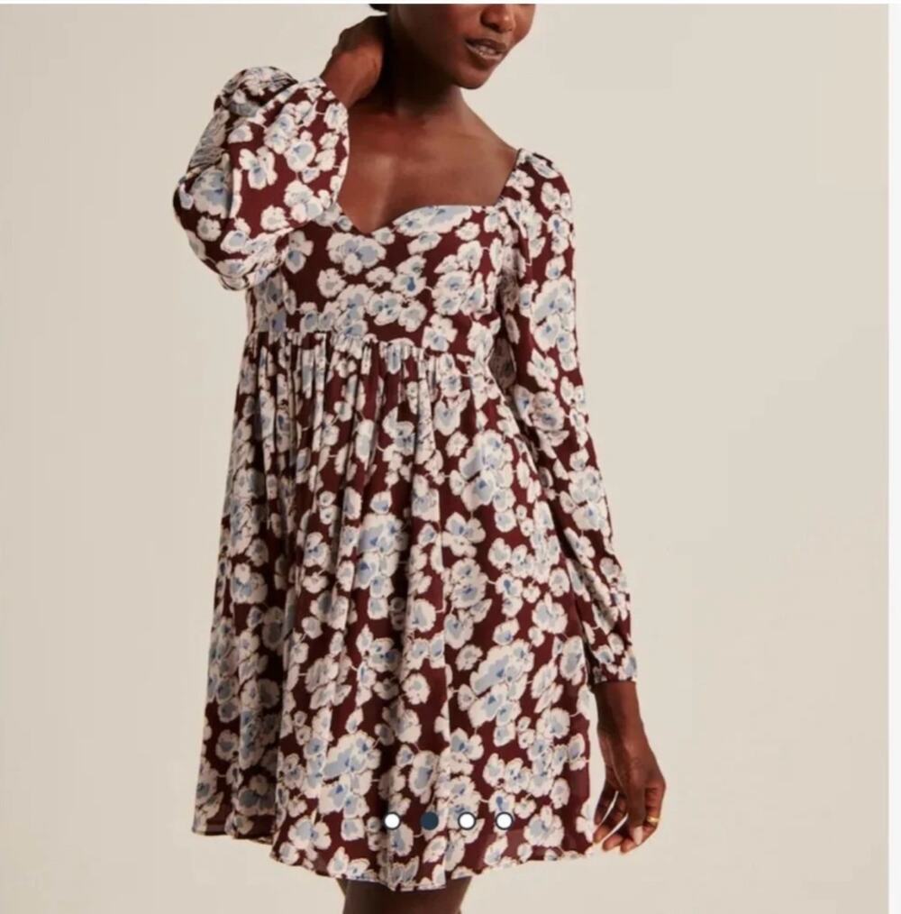 ABERCROMBIE & FITCH Babydoll Long Sleeve Mini Dress // Medium Tall